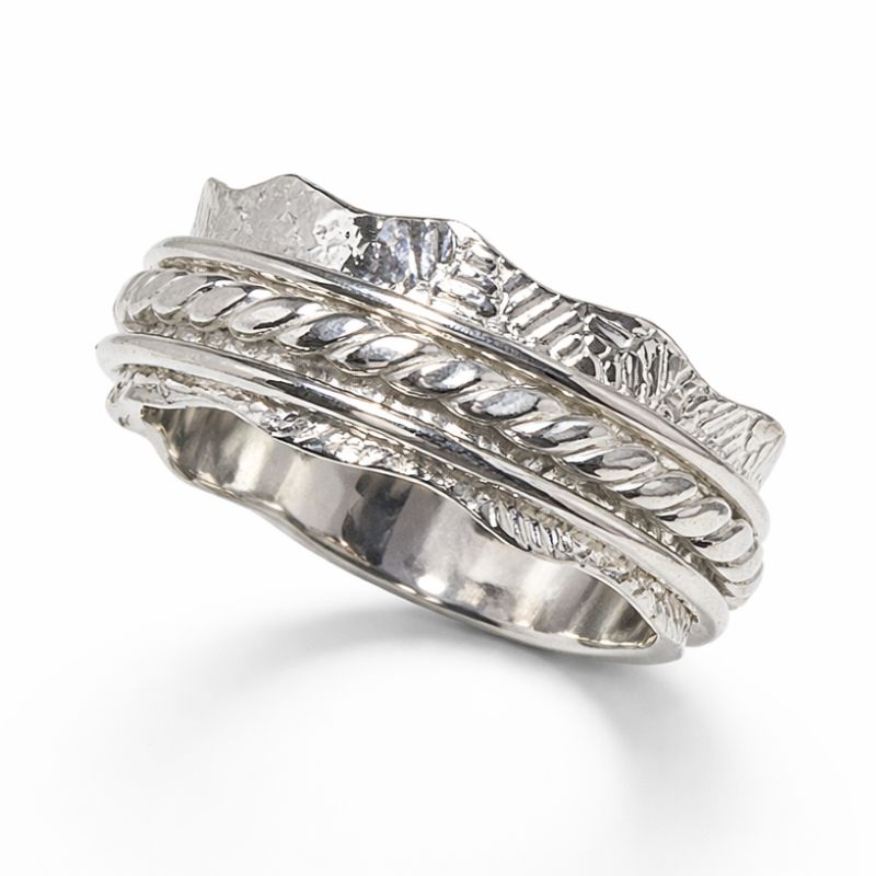 Silver Textured Spinner Ring